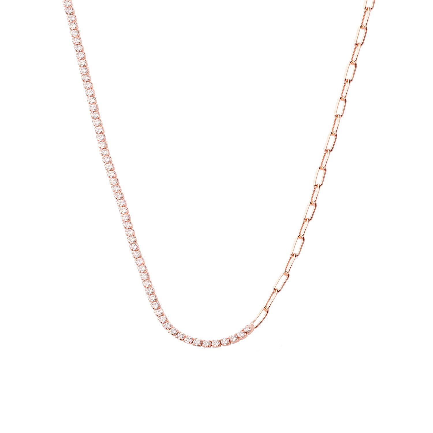 Collar de Plata Esterlina 925 Eslabones Rose Revestido en Oro 18kt-2