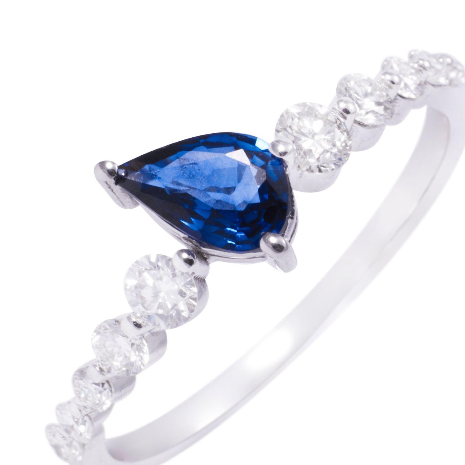 Anillo Compromiso de Oro de 18kt Zafiro 31 puntos de diamante-1