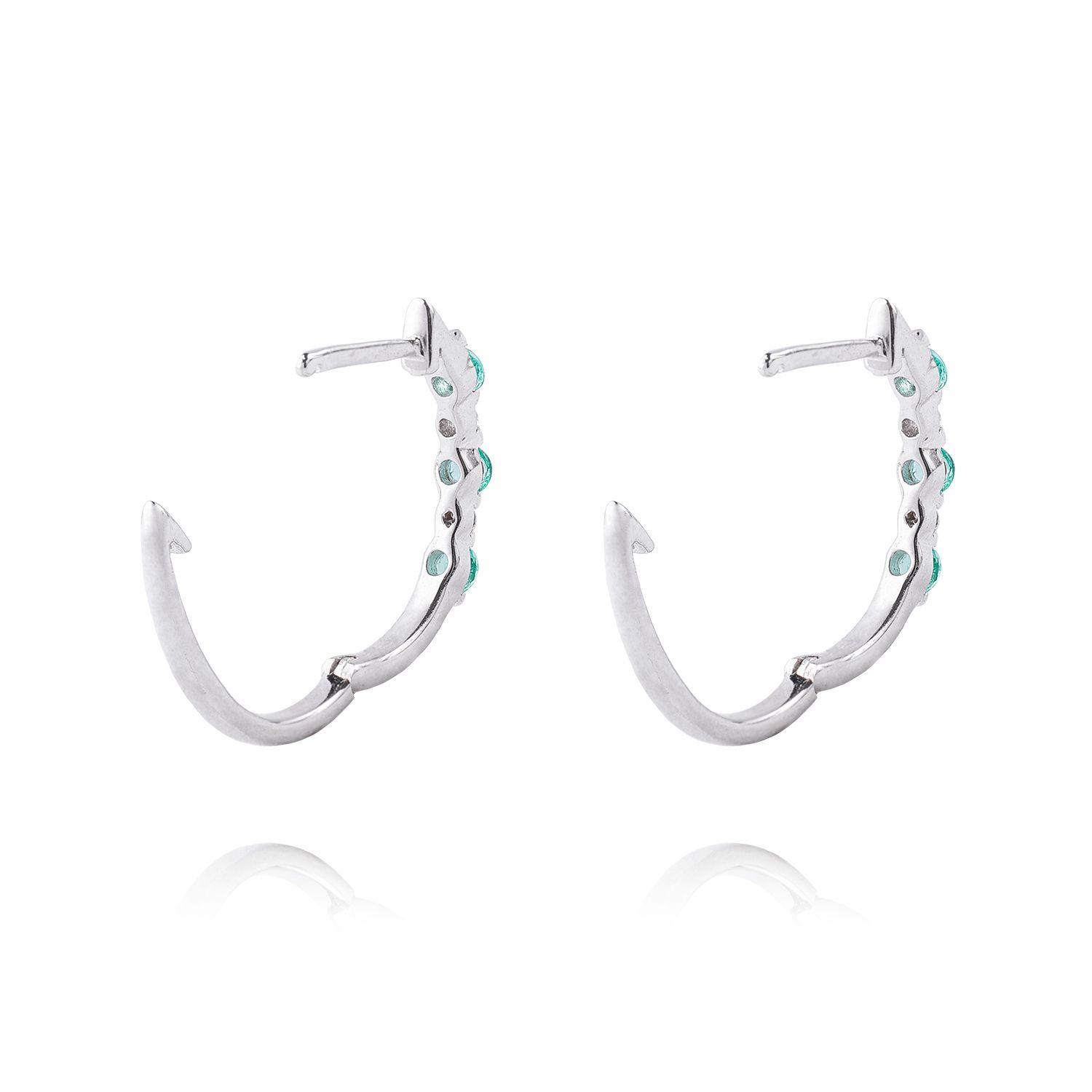 Aros de Oro Blanco 18kt Diamante 3Pts y 20Pts Esmeralda SI/H-2