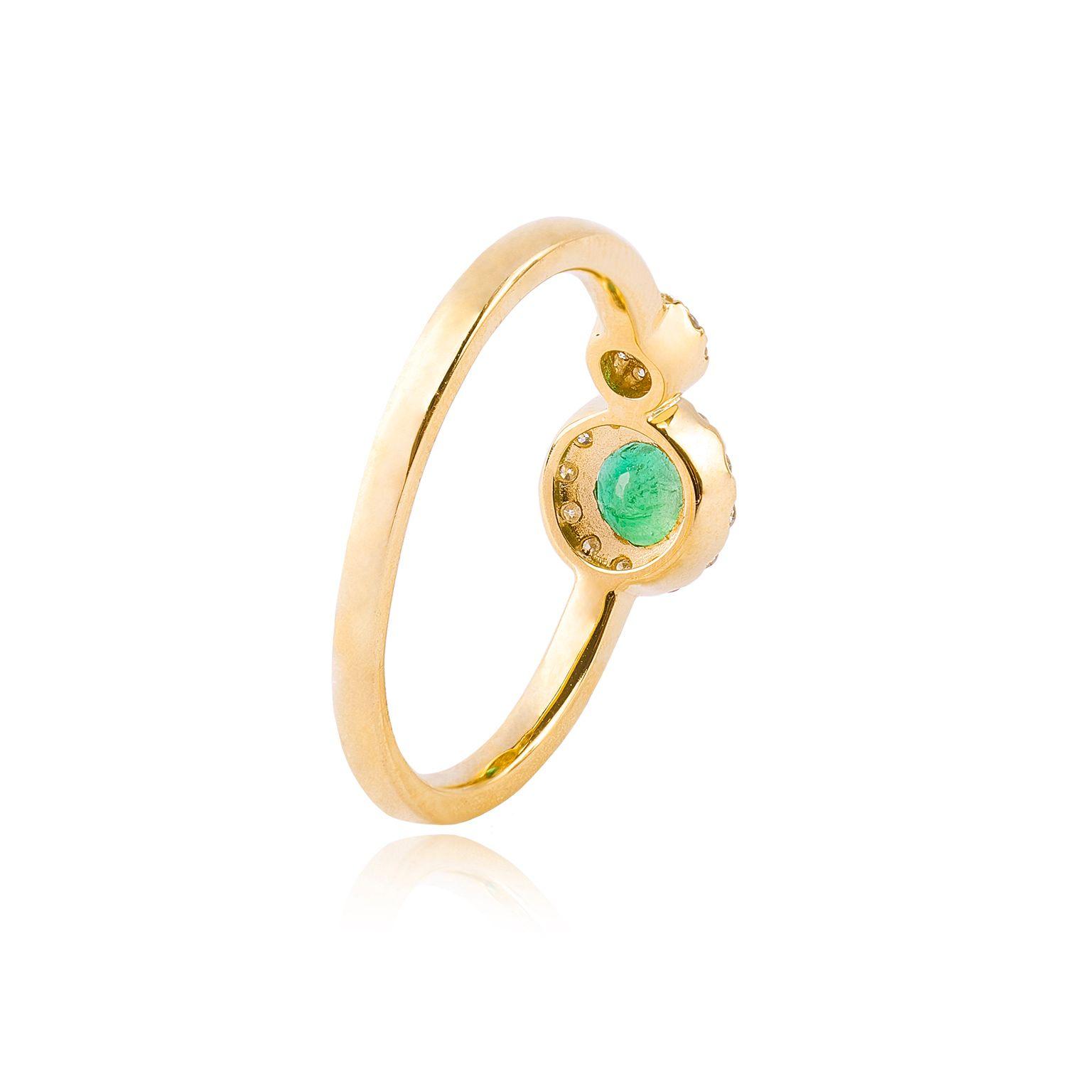 Anillo Oro Amarillo 18kt Diamantes 15 Pts y 33 Pts Esmeralda-2