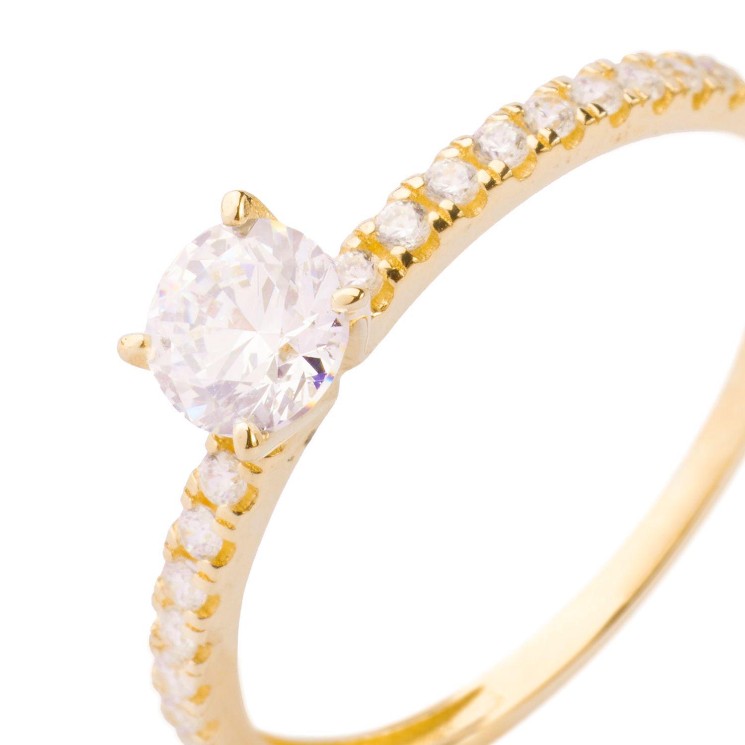 Anillo Compromiso de Oro 14kt Conjunto Radiante Solitario-2