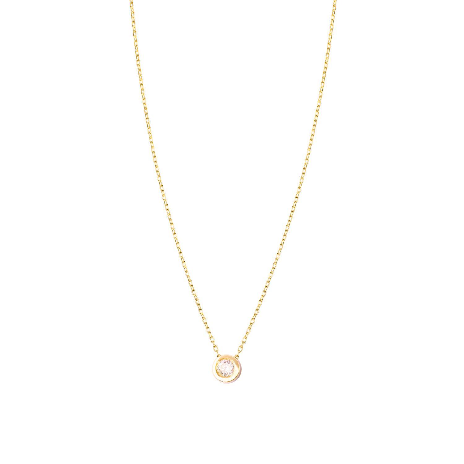 Diamante Collar de Oro Amarillo 18kt Punto de Luz 6 Pts-2