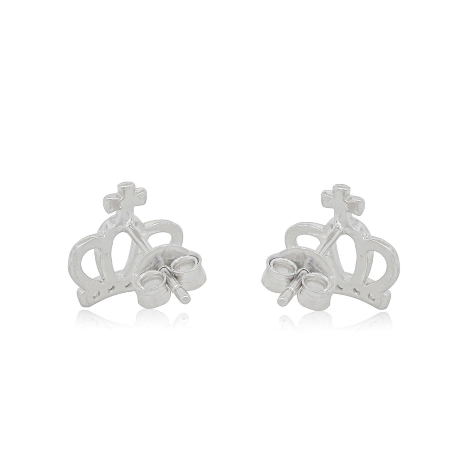 Aros de Plata Esterlina 925 Corona Cruz-2