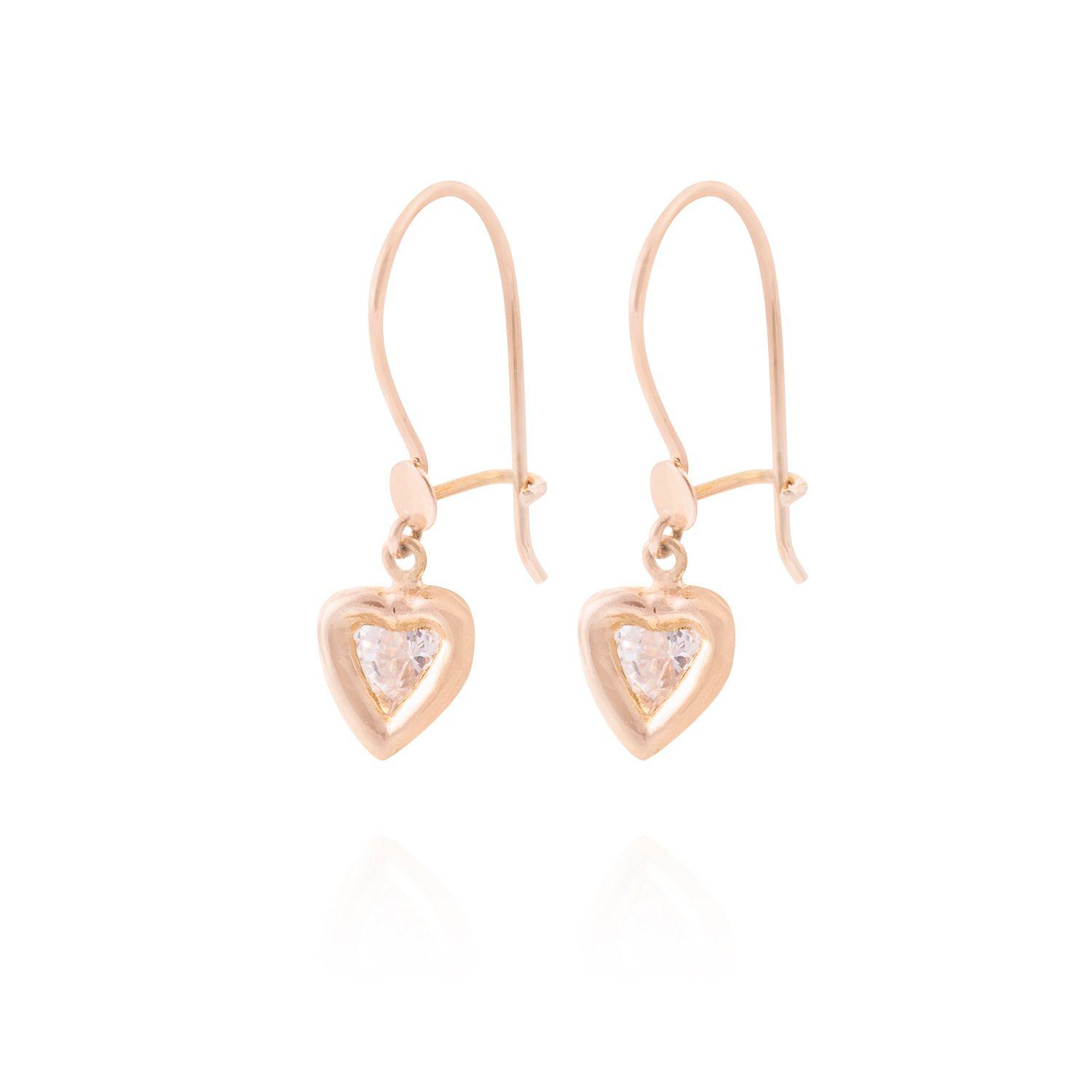 Aros Oro Miel 18kt Corazón Colgante-0