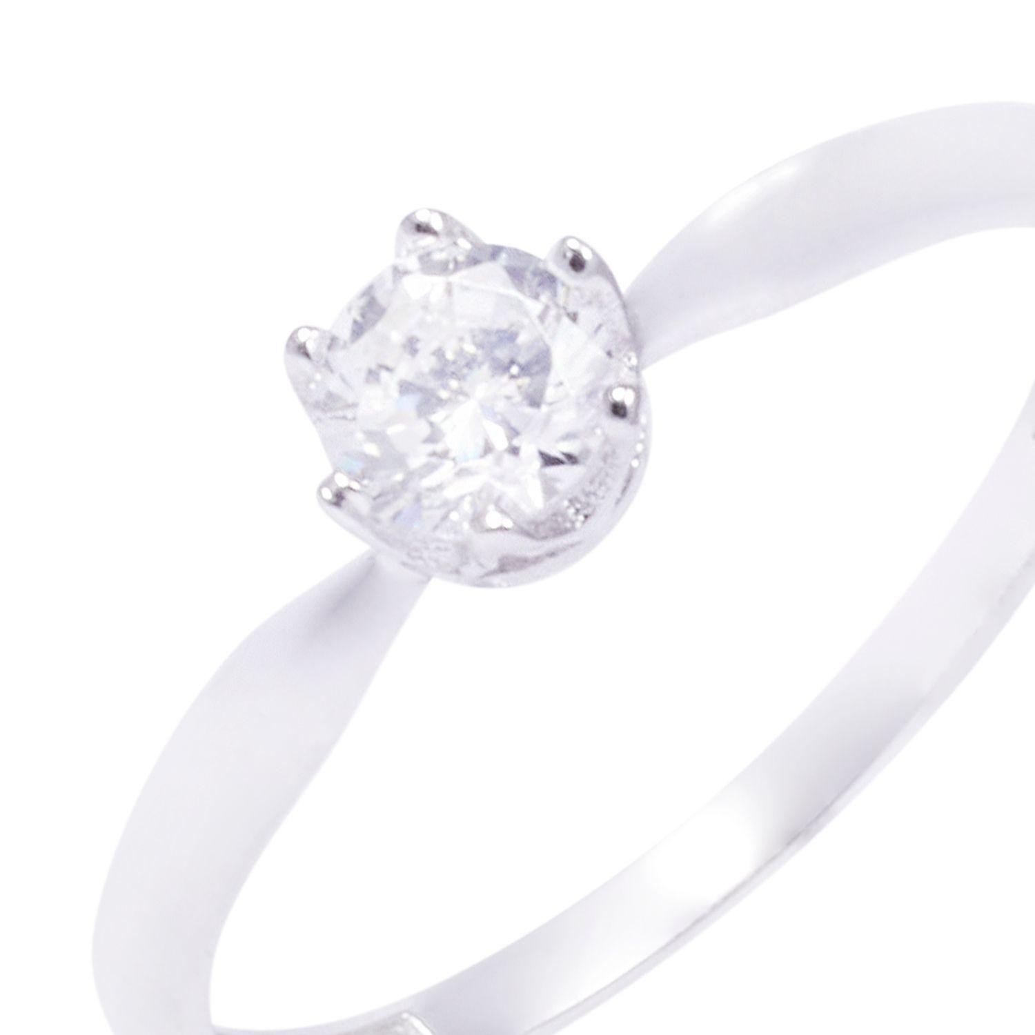 Anillo Oro Blanco 18kt Solitario Circonita 4MM-2