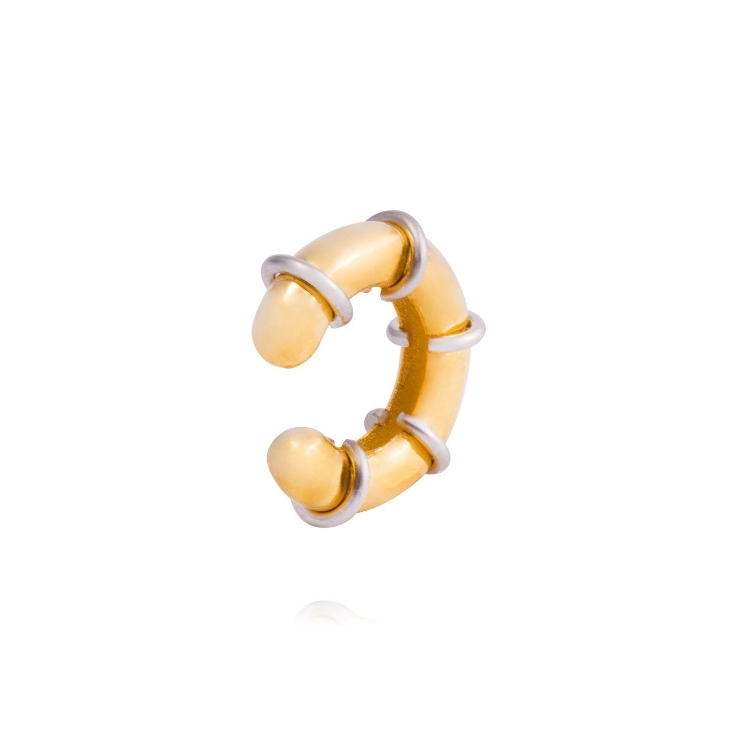 Piercing de Plata Esterlina 925 Earcuff bicolor Bañado en Oro 14kt-2