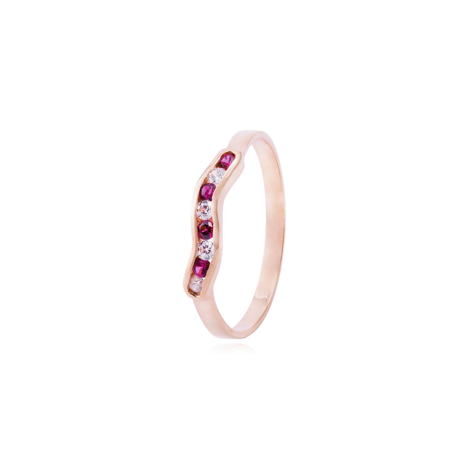 Anillo Oro Miel 18kt Asimétrico Rubí-0