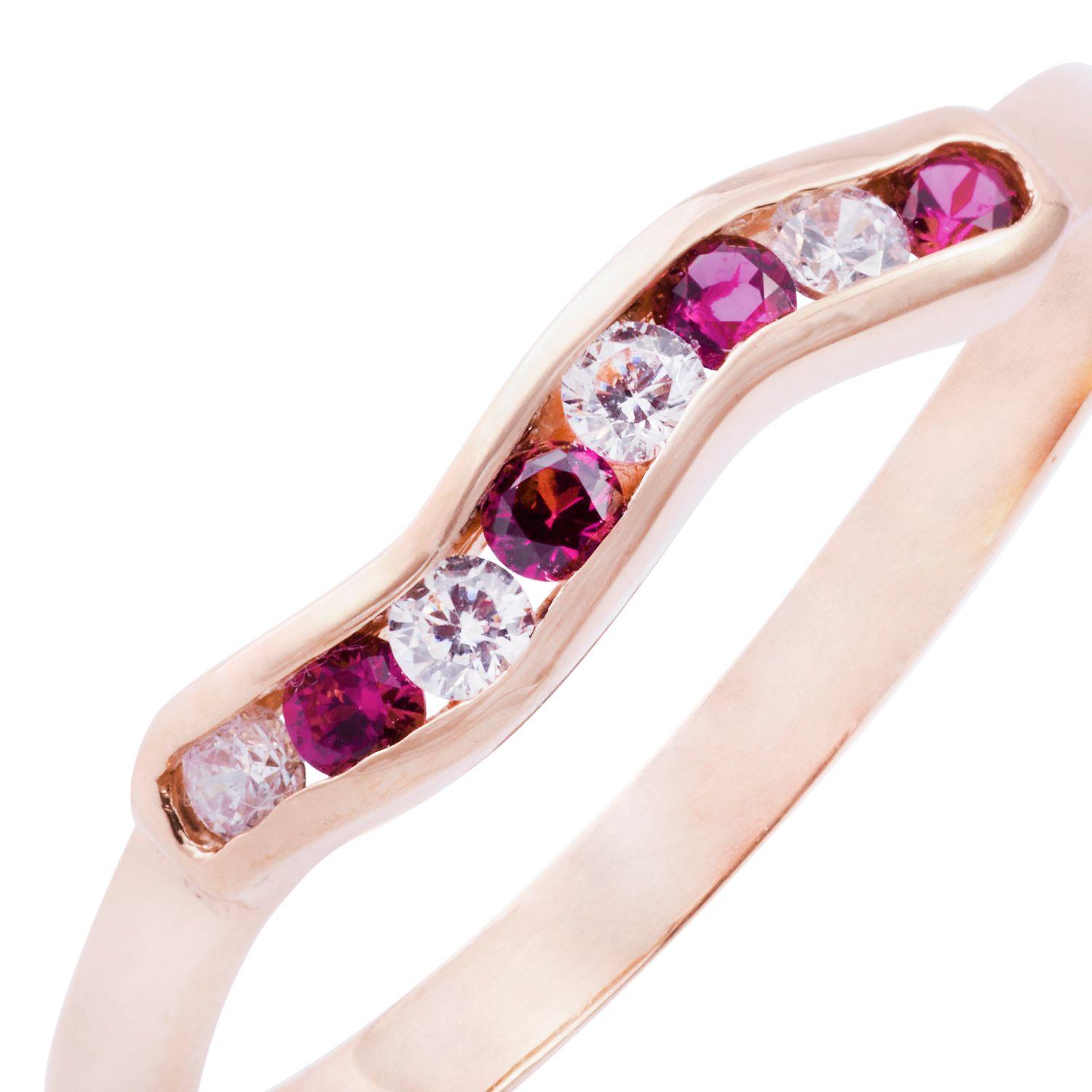 Anillo Oro Miel 18kt Asimétrico Rubí-1