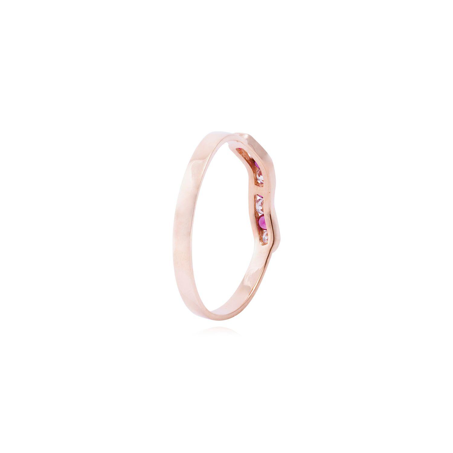 Anillo Oro Miel 18kt Asimétrico Rubí-2
