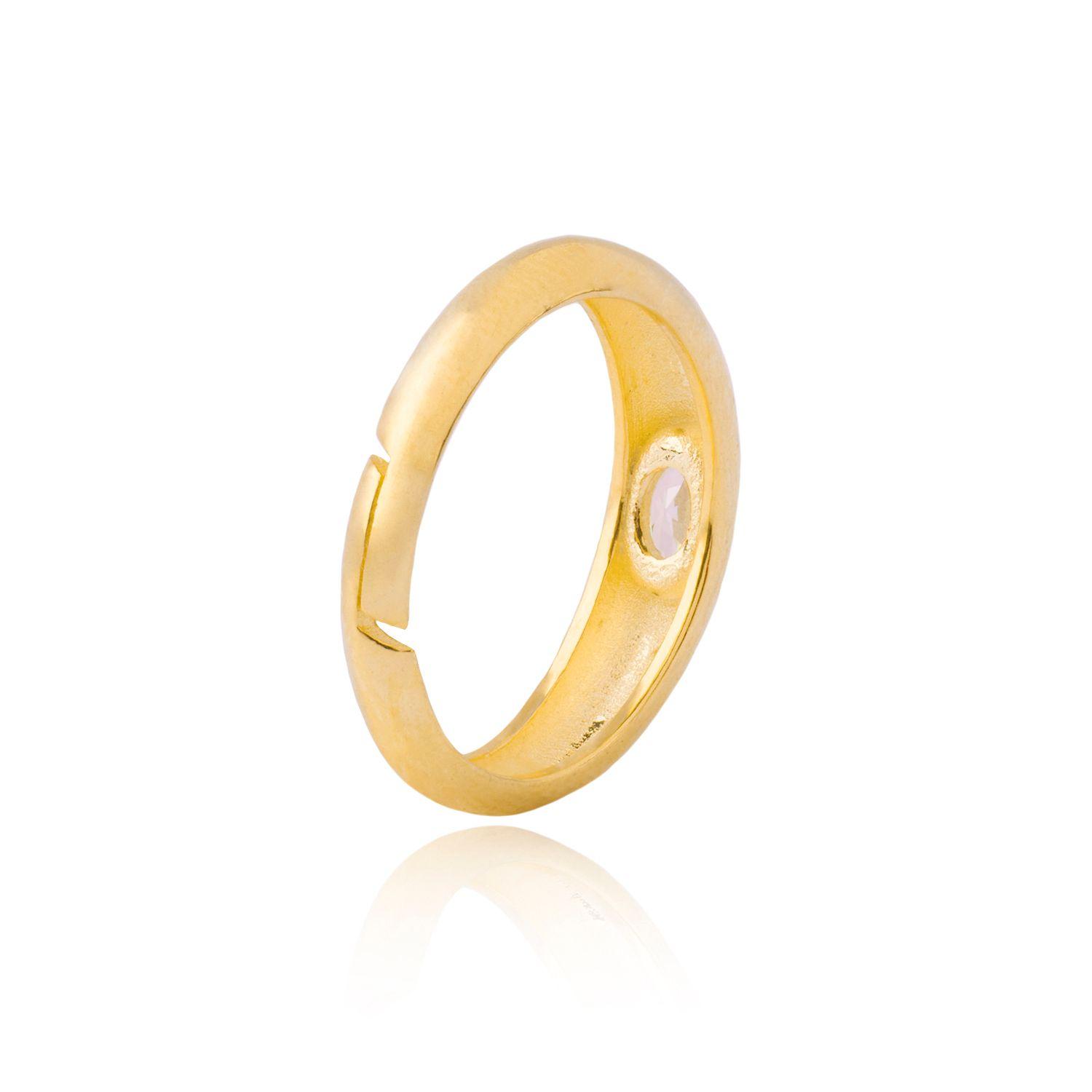 Anillo de Plata Esterlina 925 Oval con Circon Revestido en Oro 18kt-2