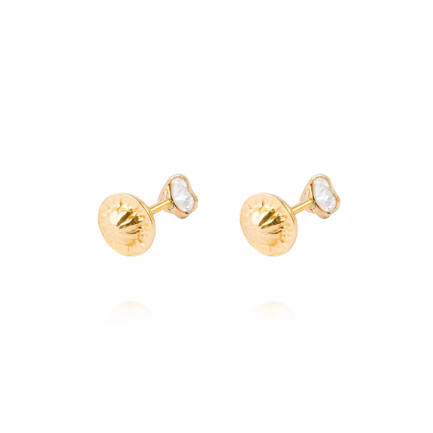 Aros de Oro 9kt Corazón Circonita Pequeña-2