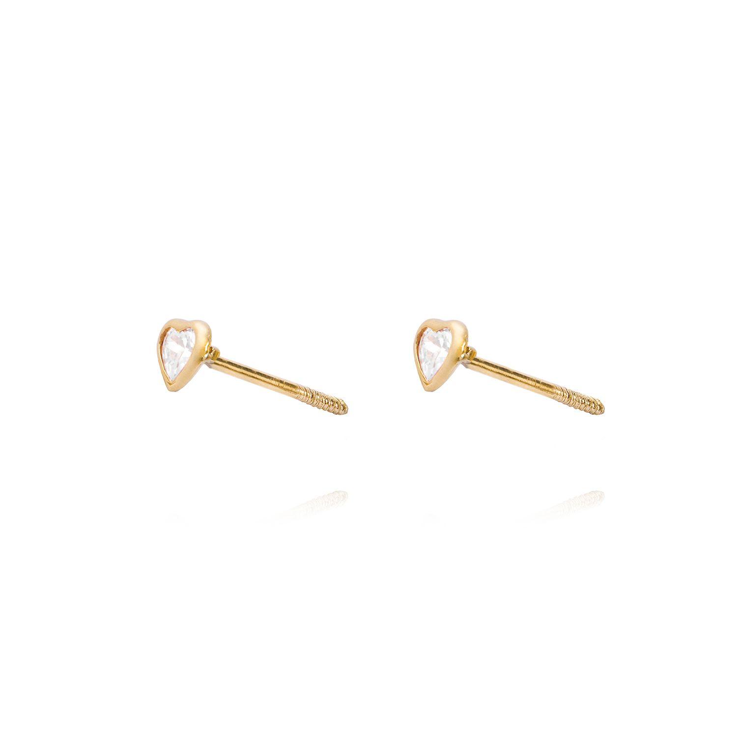 Aros de Oro 9kt Corazón Circonita Pequeña-1