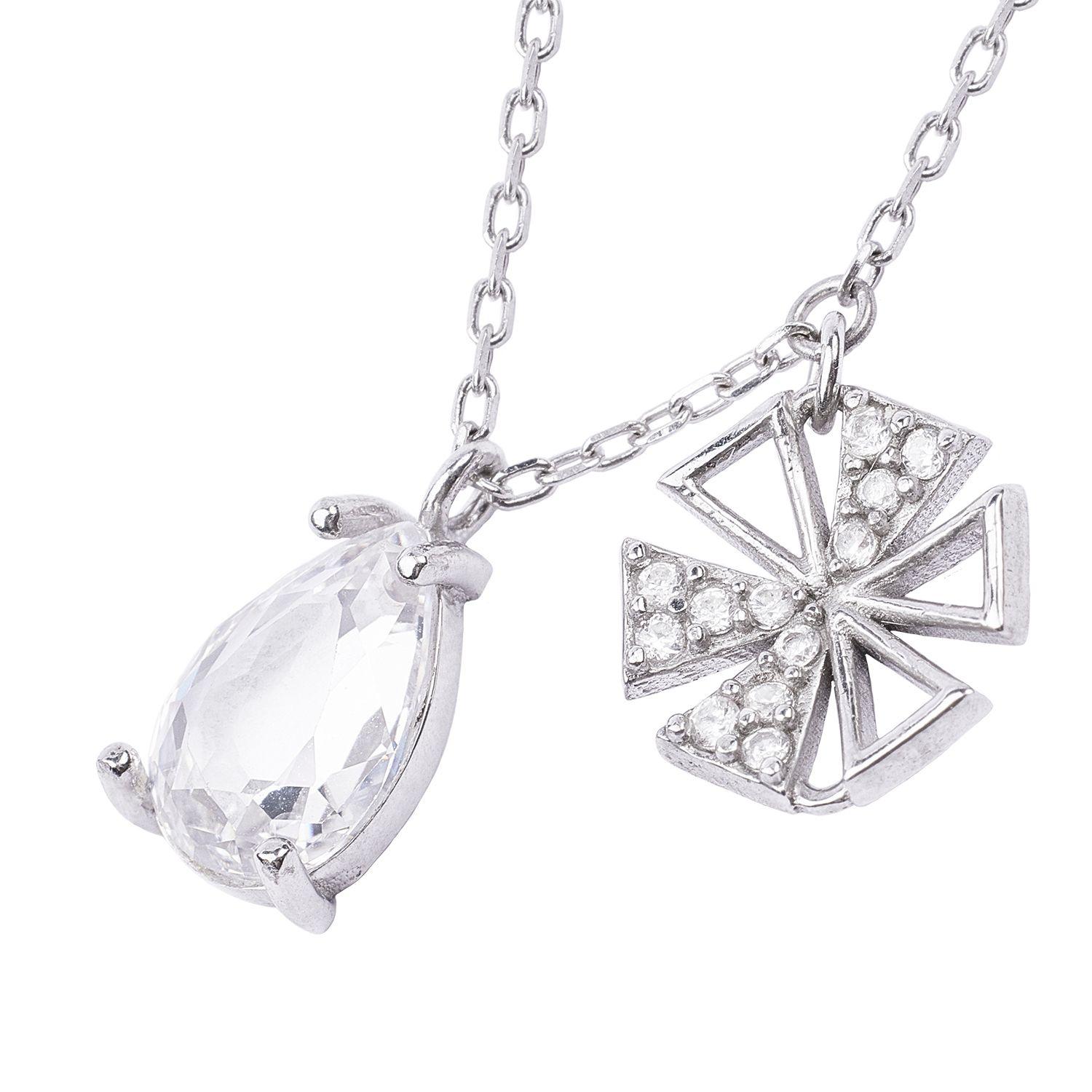 Collar de Plata Esterlina 925 Gota Flor-1