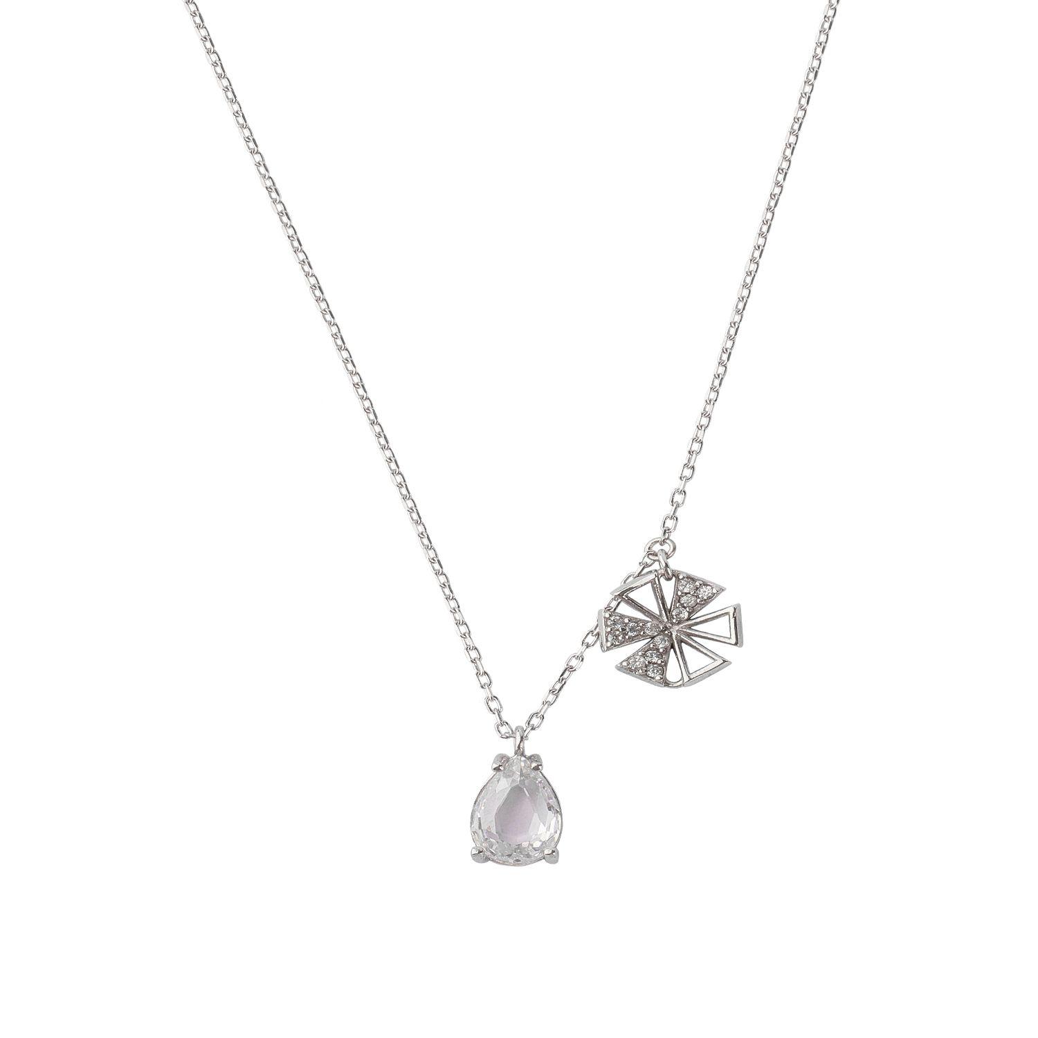 Collar de Plata Esterlina 925 Gota Flor-2