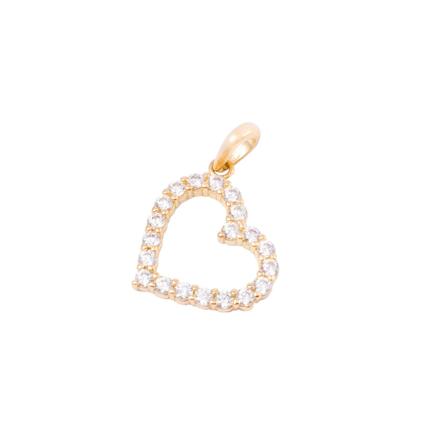 Colgante de Oro 18kt Corazón 20 Circonita-0