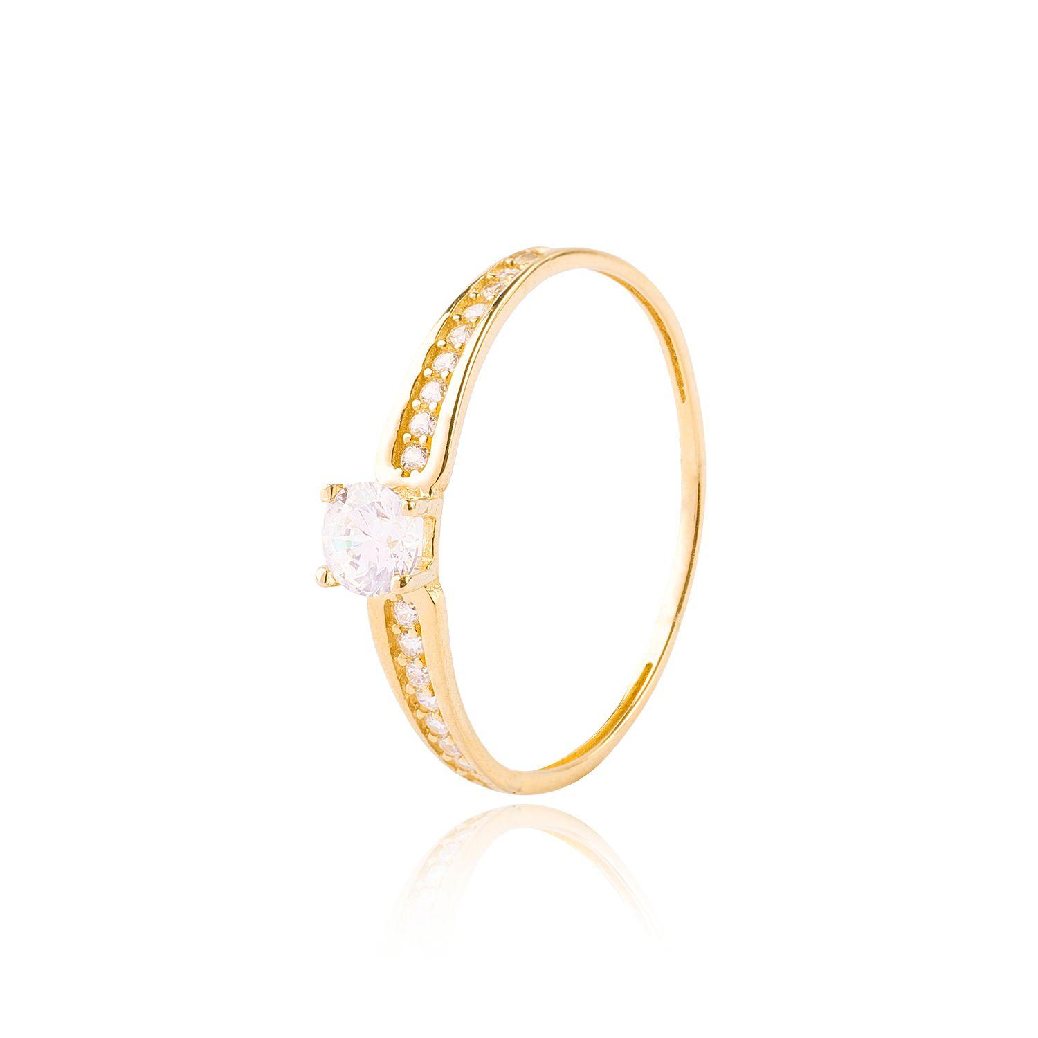 Anillo de Oro 18kt Circon Central 4,0mm 1257-0