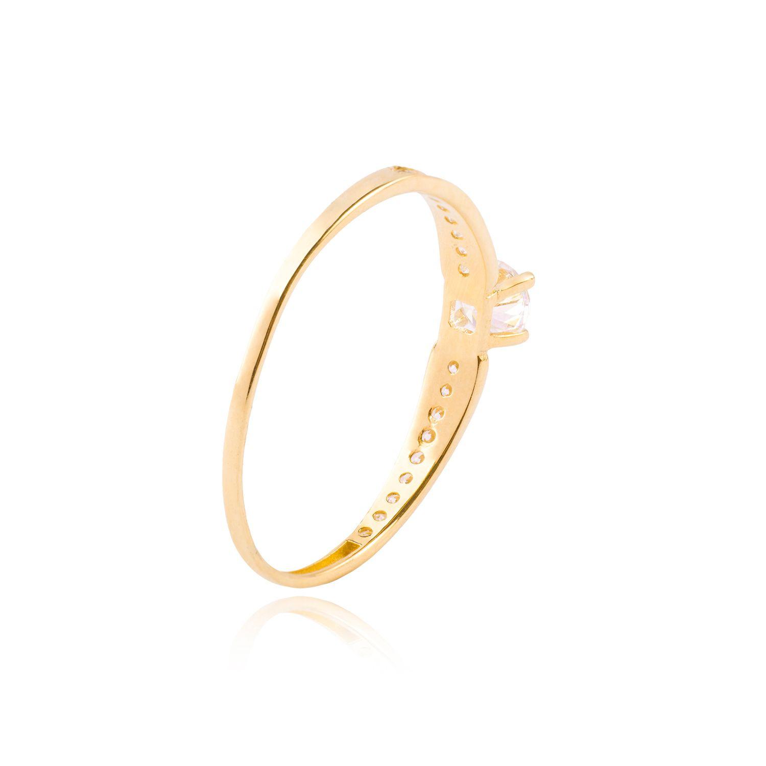 Anillo de Oro 18kt Circon Central 4,0mm 1257-2