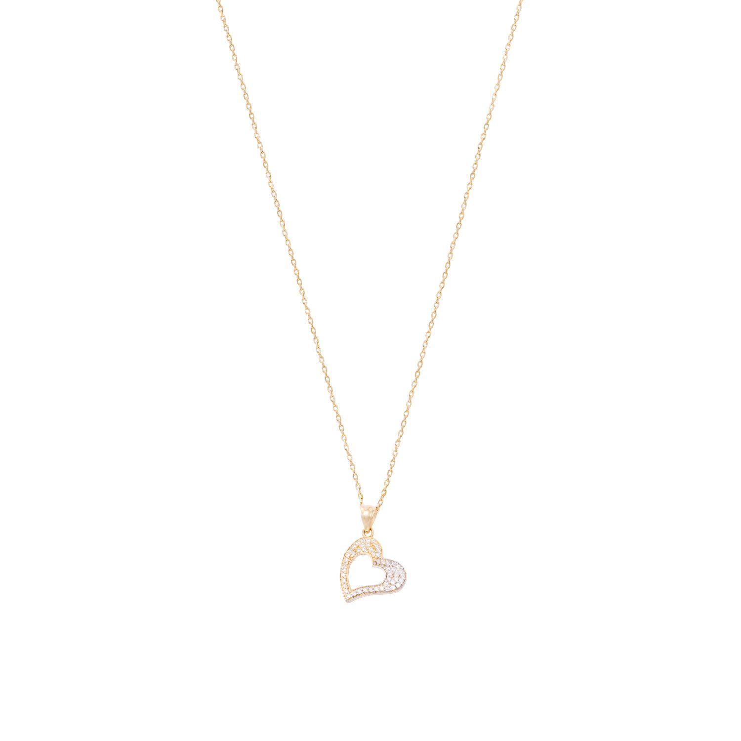 Colgante de Oro 18kt Corazón Bicolor Circonita-2