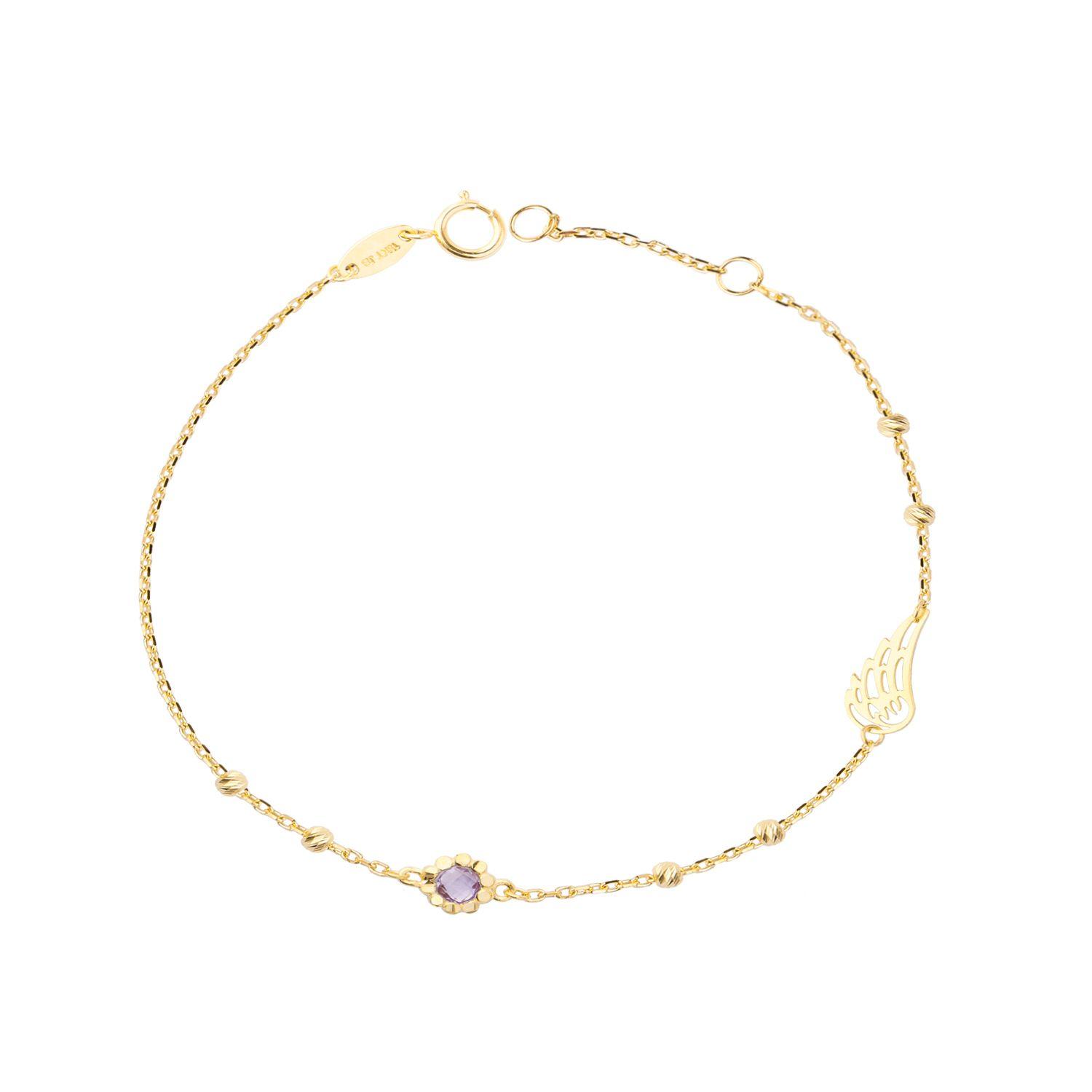 Pulsera Oro 18Kt Alita y Amatista-0