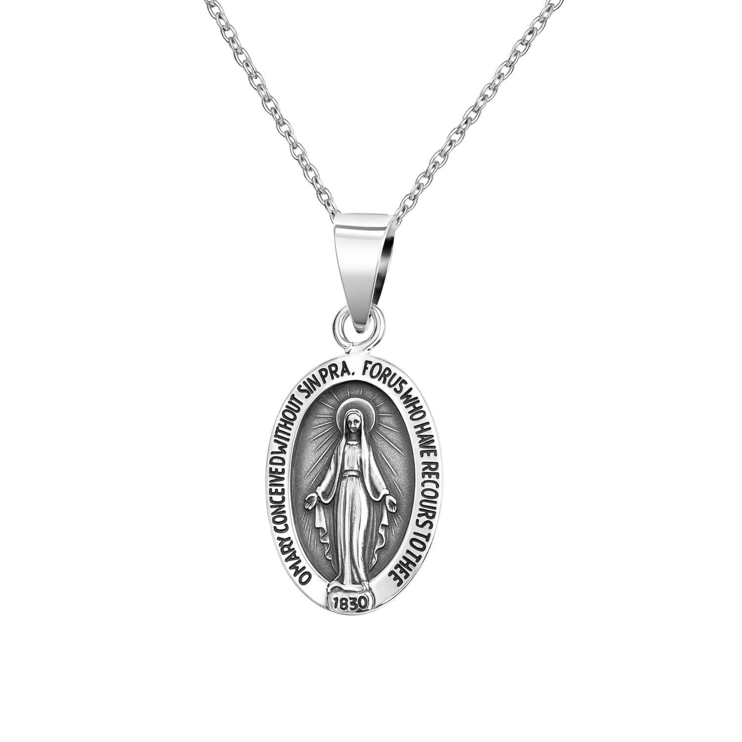 Colgante de Plata Esterlina 925 Medalla Virgen-2
