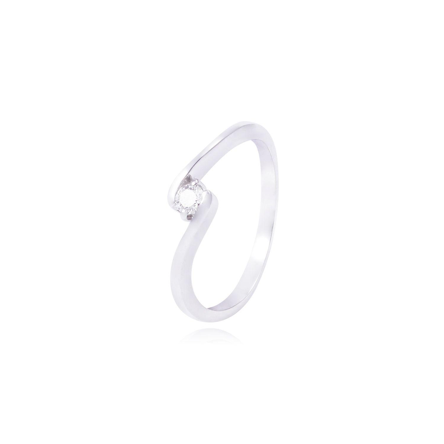 Anillo Compromiso de Oro de 18kt Solitario 12 puntos de diamante-0