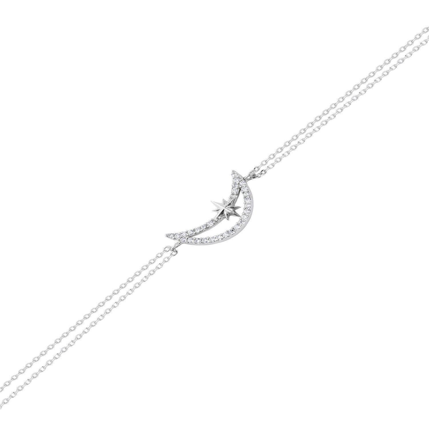 Pulsera de Plata Esterlina 925 Luna Circon-1