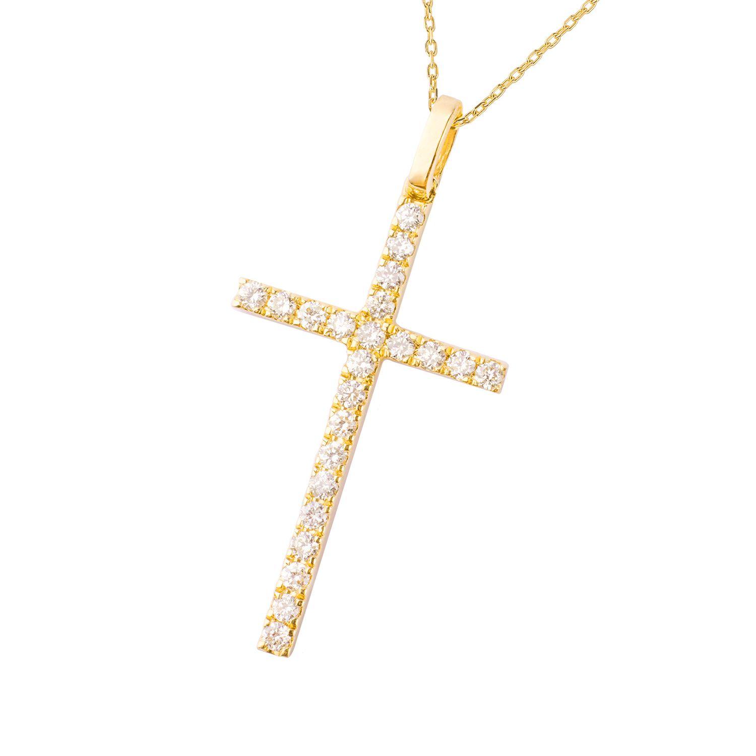 Collar Oro Blanco 18kt Cruz Diamantes de 22 Pts-1