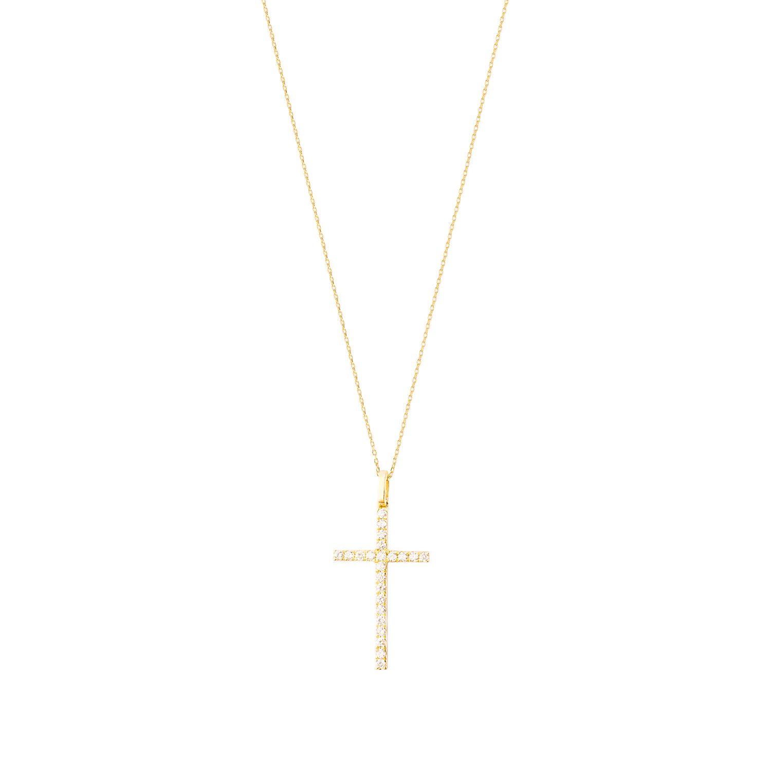 Collar Oro Blanco 18kt Cruz Diamantes de 22 Pts-2