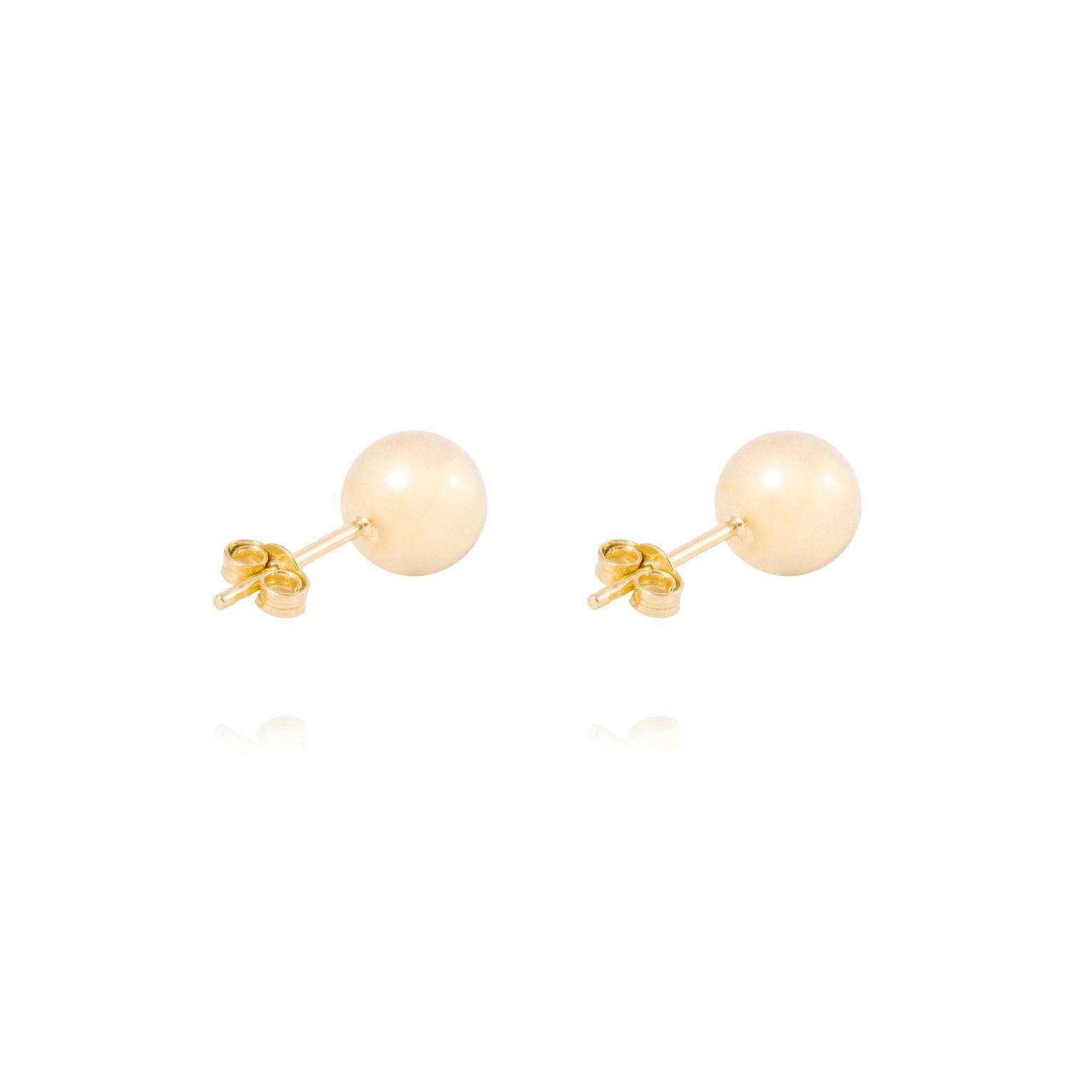 Aros de Oro 18kt Bolitas 7,0mm Tornillo Mariposa-2
