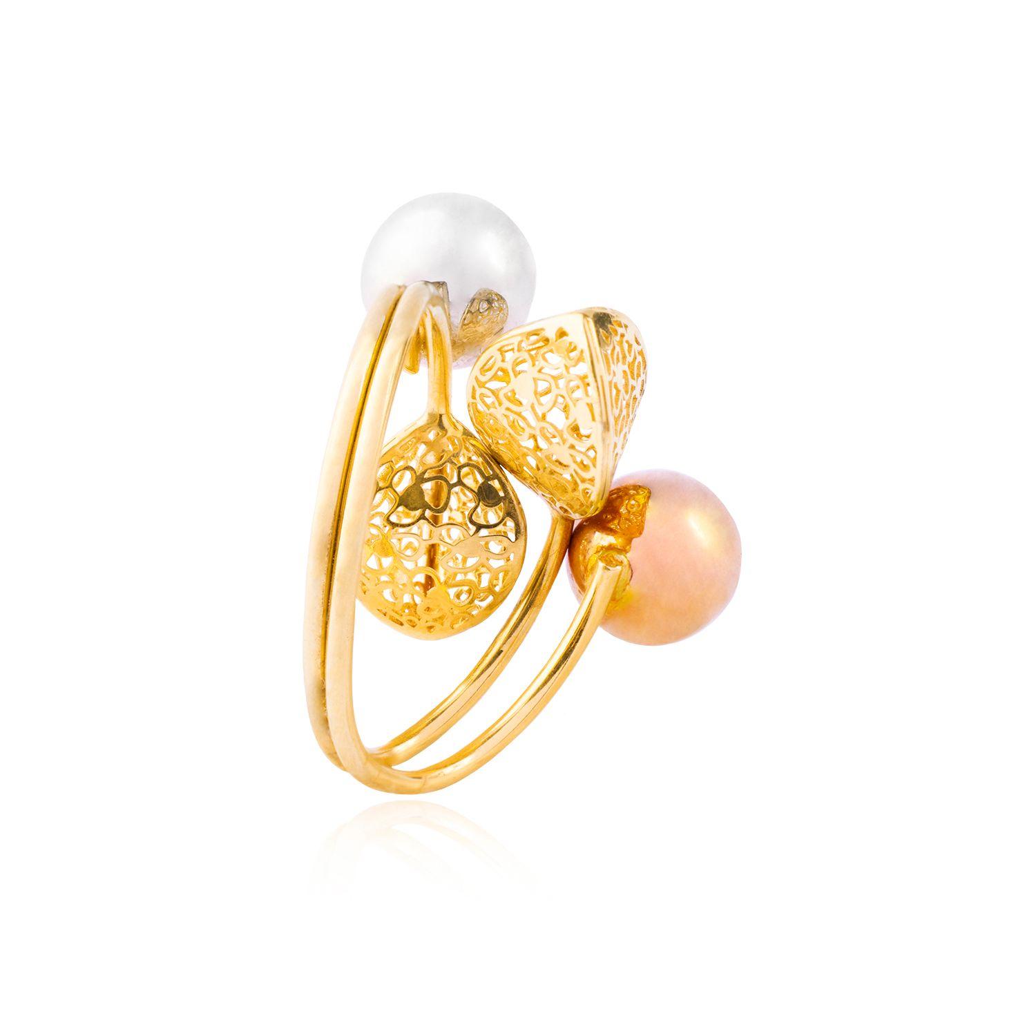 Anillo Oro Tricolor 18kt Hojas Caladas-2