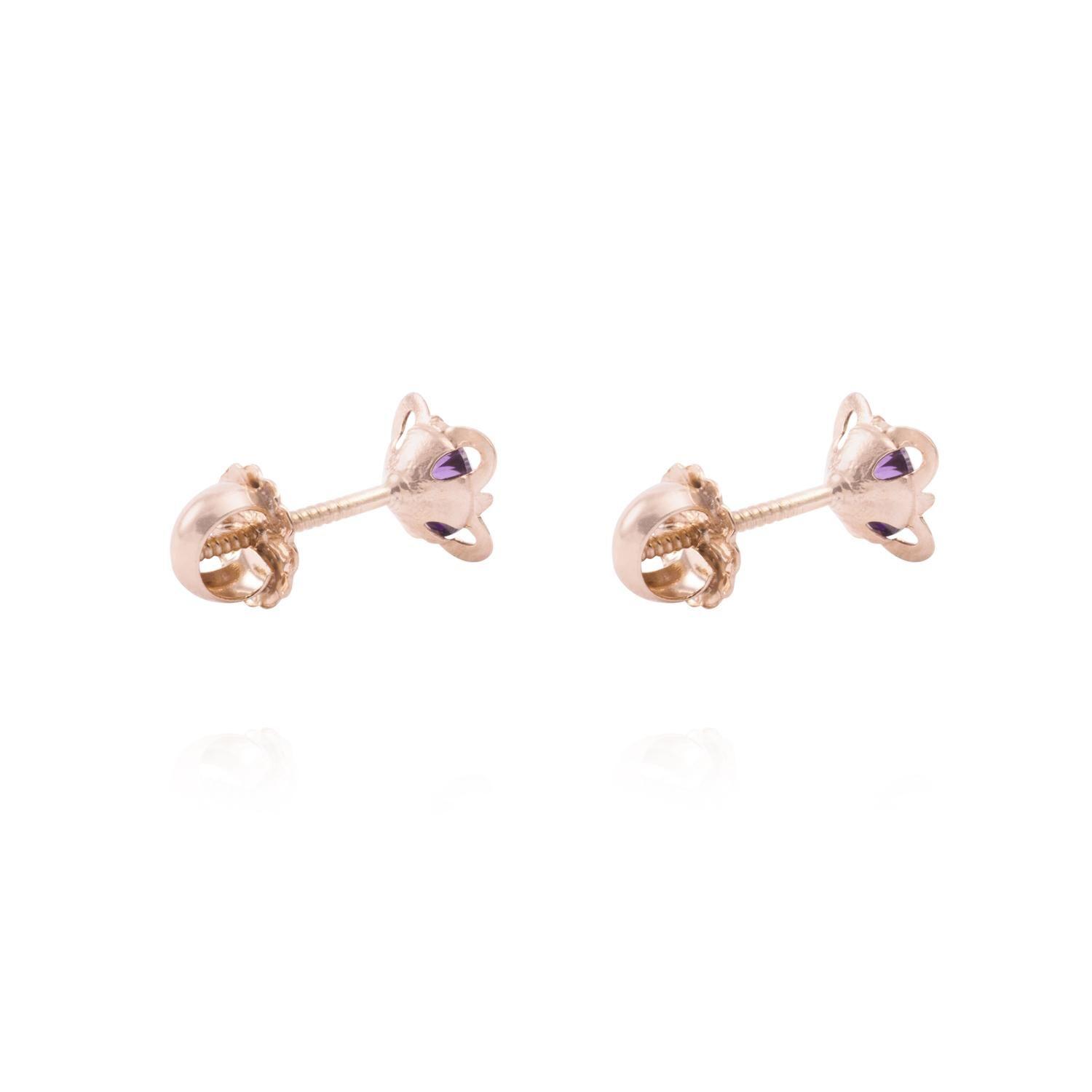 Aros Oro Miel 18kt Flor Amatista-2