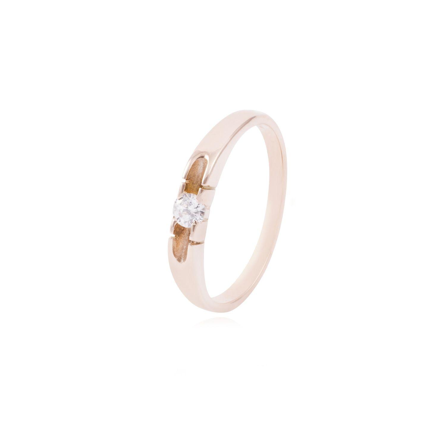 Anillo Oro Miel 18kt Solitario Circón 3mm-0