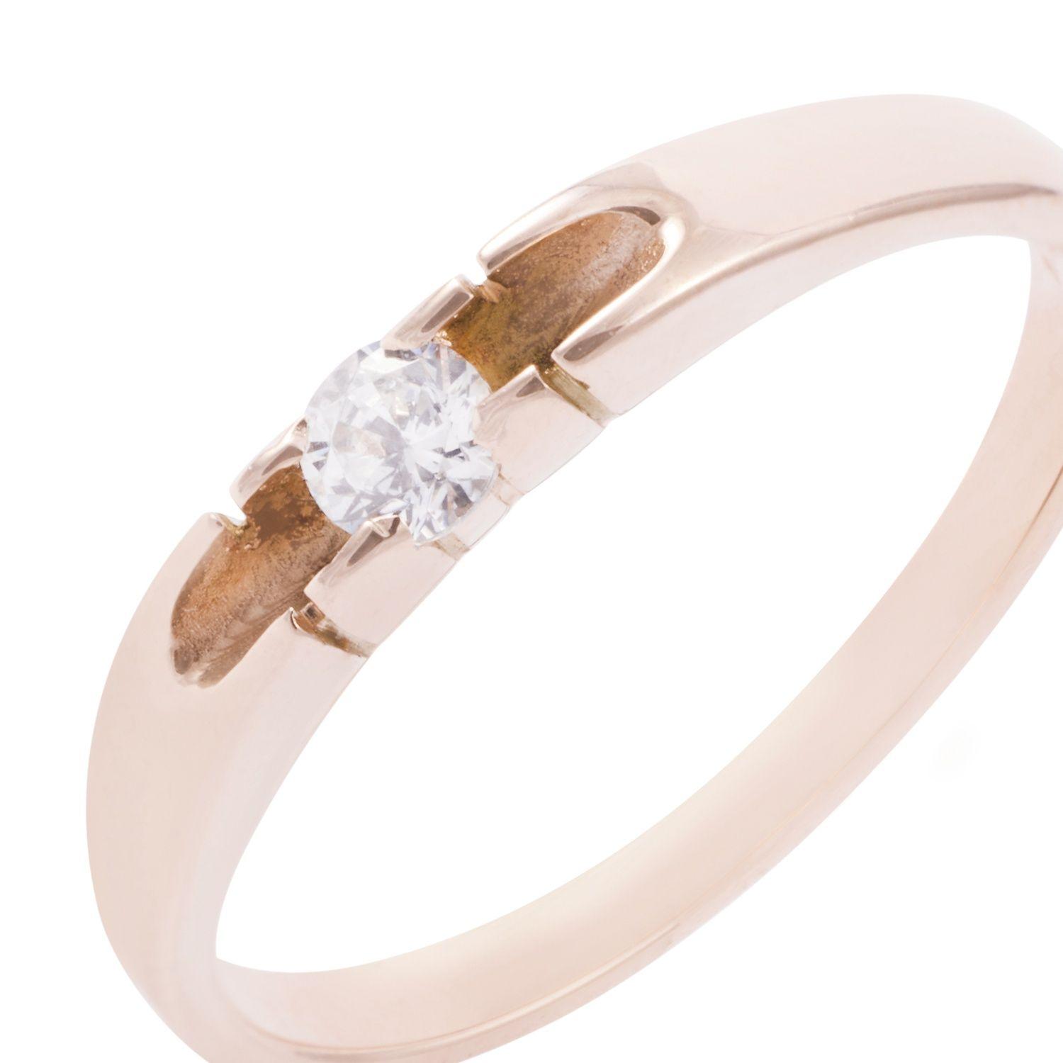 Anillo Oro Miel 18kt Solitario Circón 3mm-1