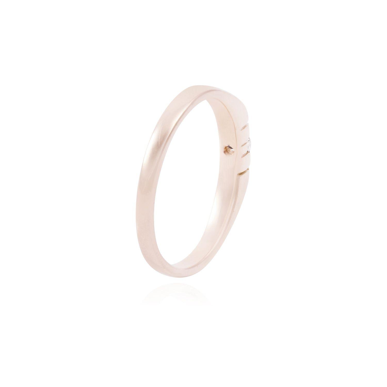 Anillo Oro Miel 18kt Solitario Circón 3mm-2