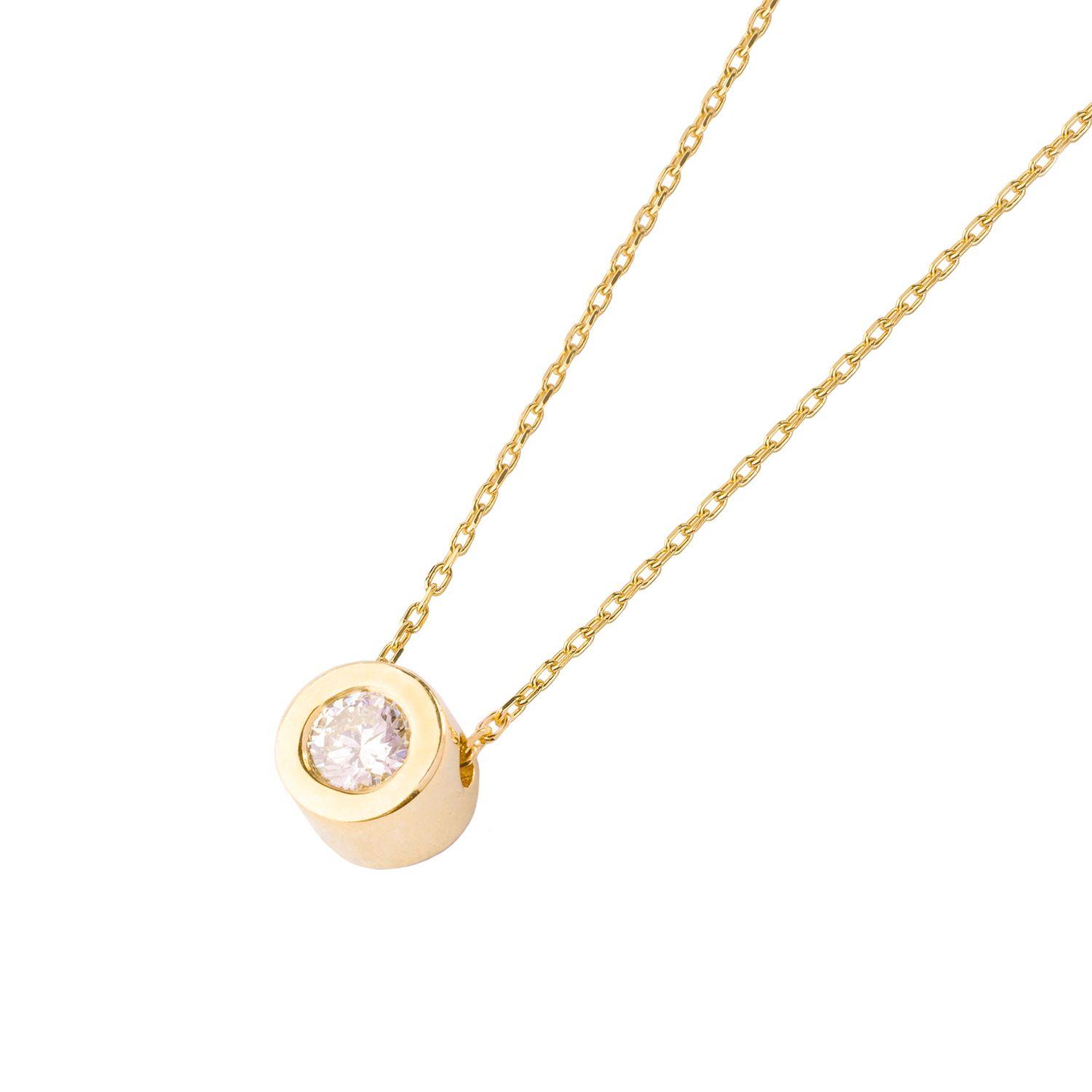 Collar de Oro 18kt con Diamantes de Punto de Luz 10 Pts Totales-0