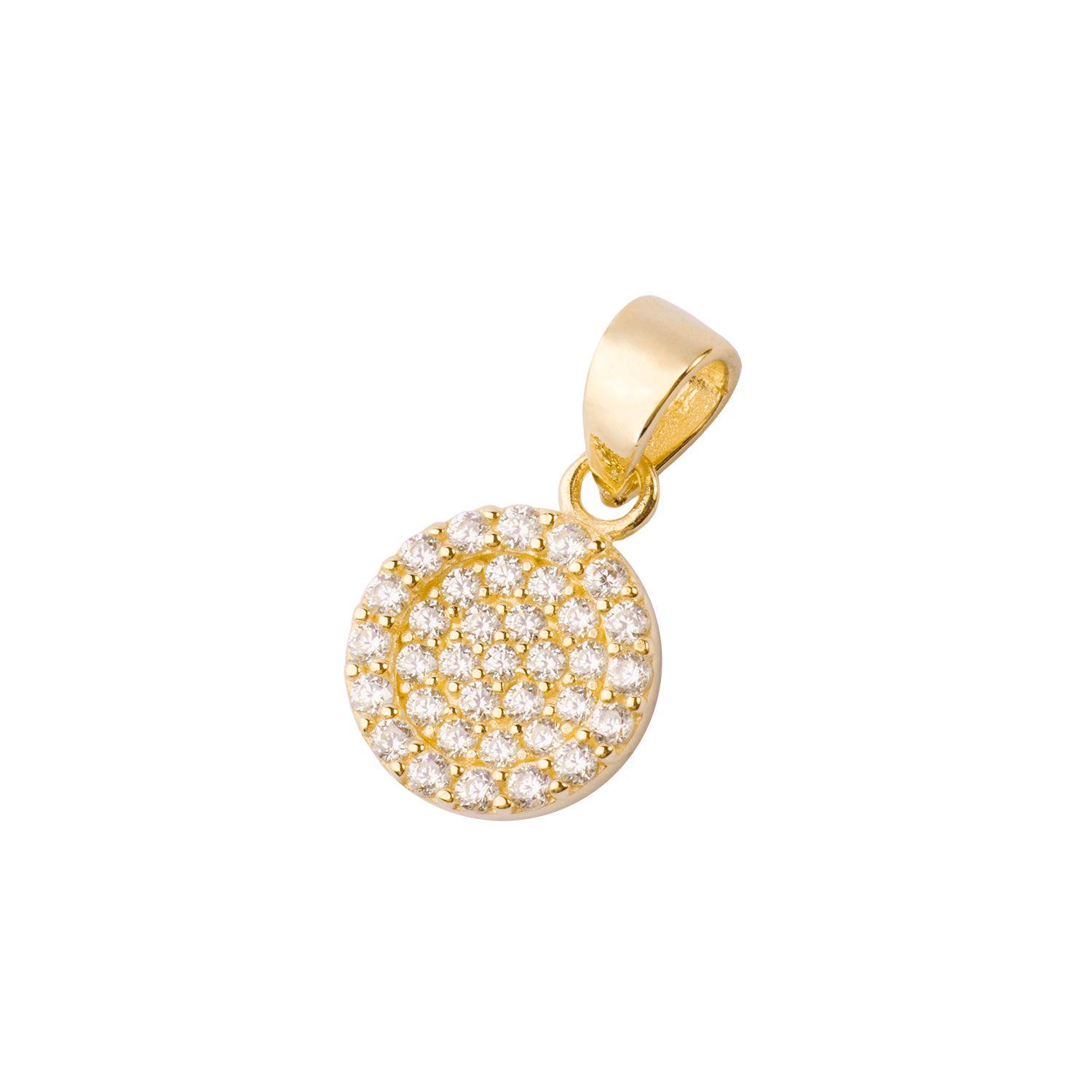 Colgante de Oro 14kt Medallón Circonita Pequeño-0