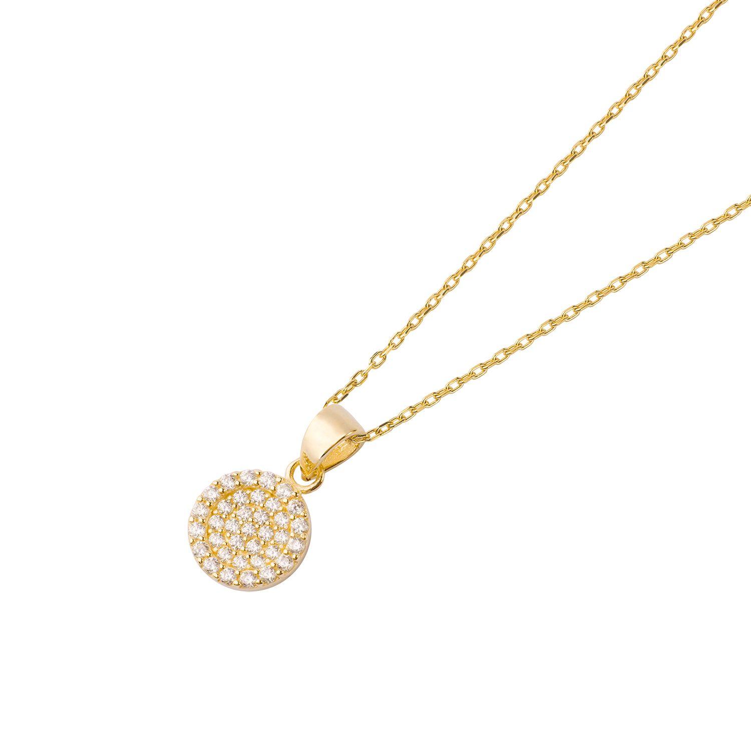 Colgante de Oro 14kt Medallón Circonita Pequeño-1