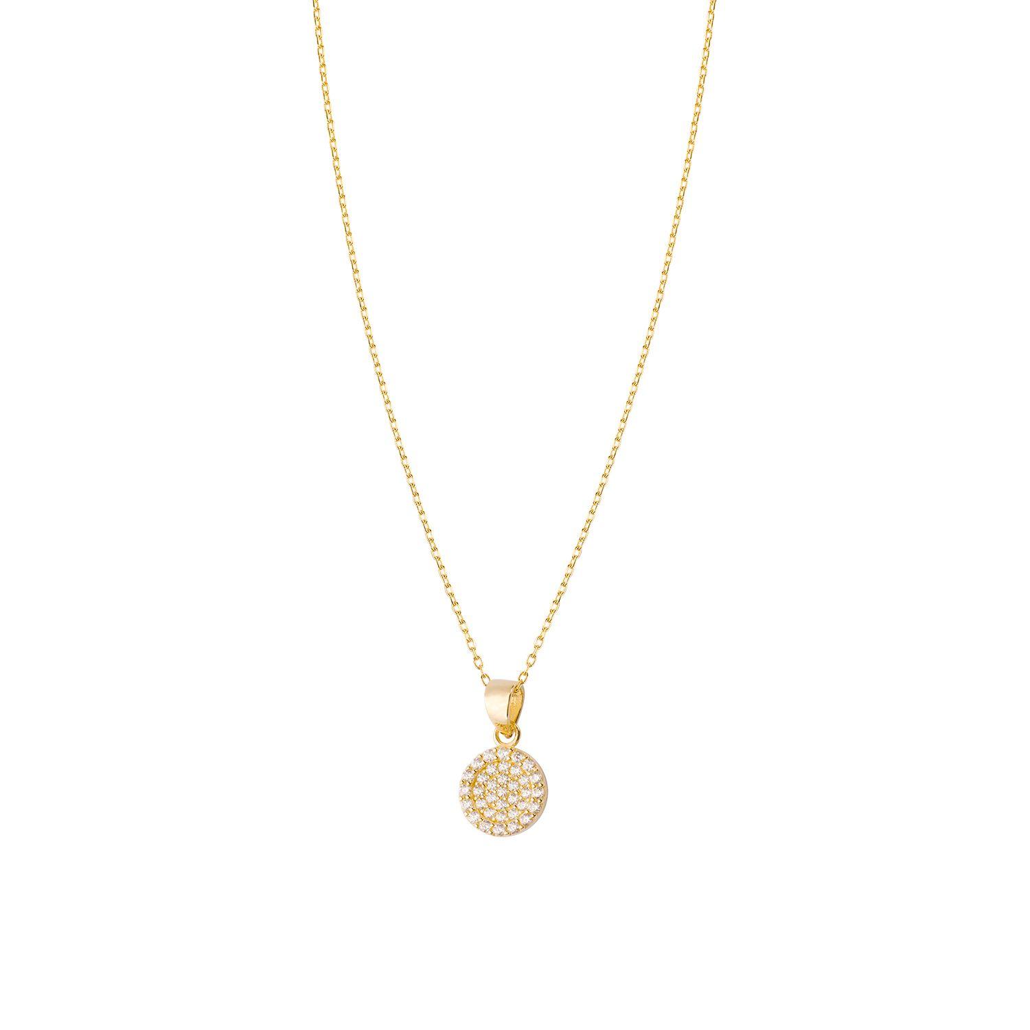 Colgante de Oro 14kt Medallón Circonita Pequeño-2