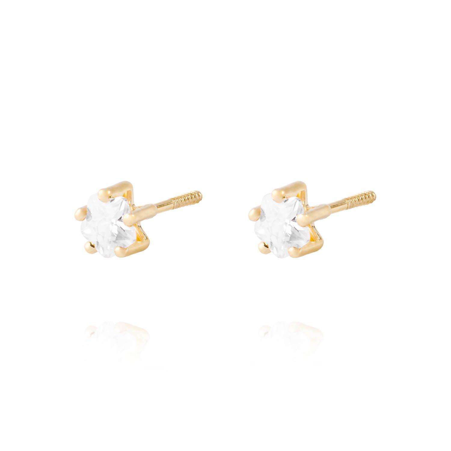 Aros de Oro 18kt Estrella con Circón Circonita-1