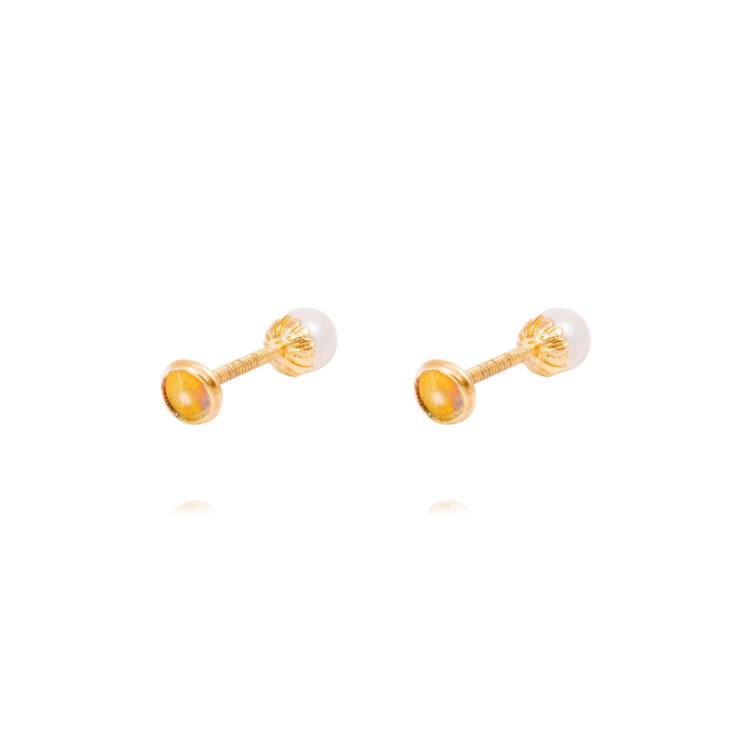 Aros Oro Amarillo 18kt Perla Cultivada 4mm-2