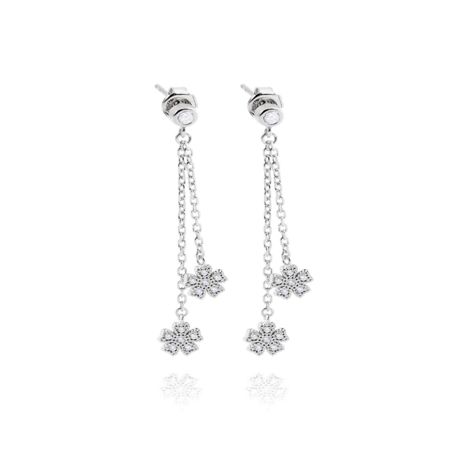 Aros de Plata Esterlina 925 Flor Circon Colgante-2
