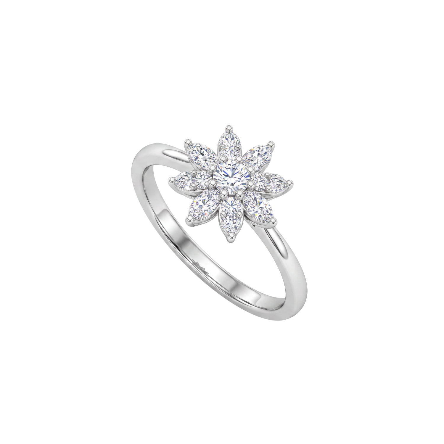 Anillo de Plata Esterlina 925 Copo Nieve Ajustable Circon-1