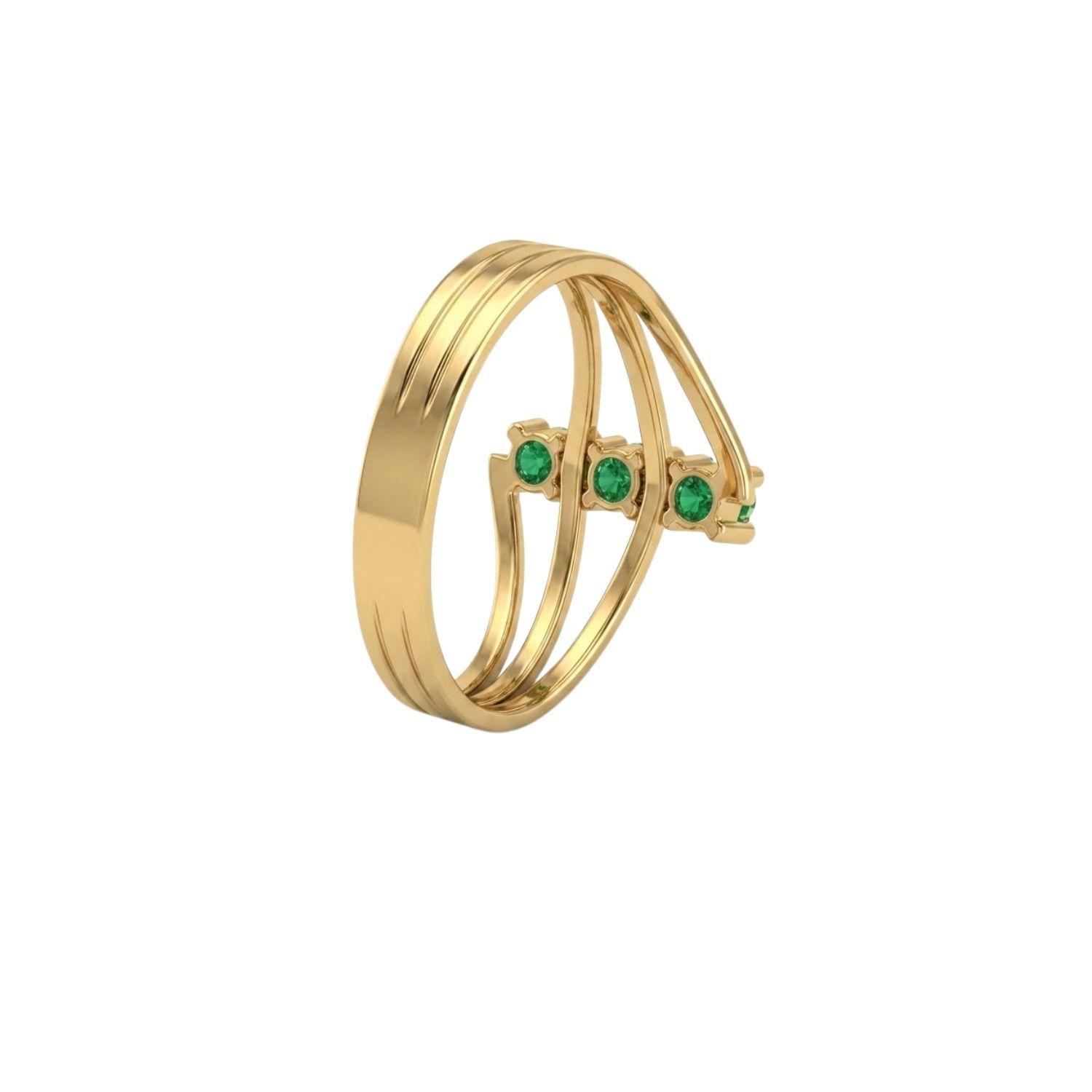 Anillo Oro Miel 18kt Trilogía con Esmeraldina-2