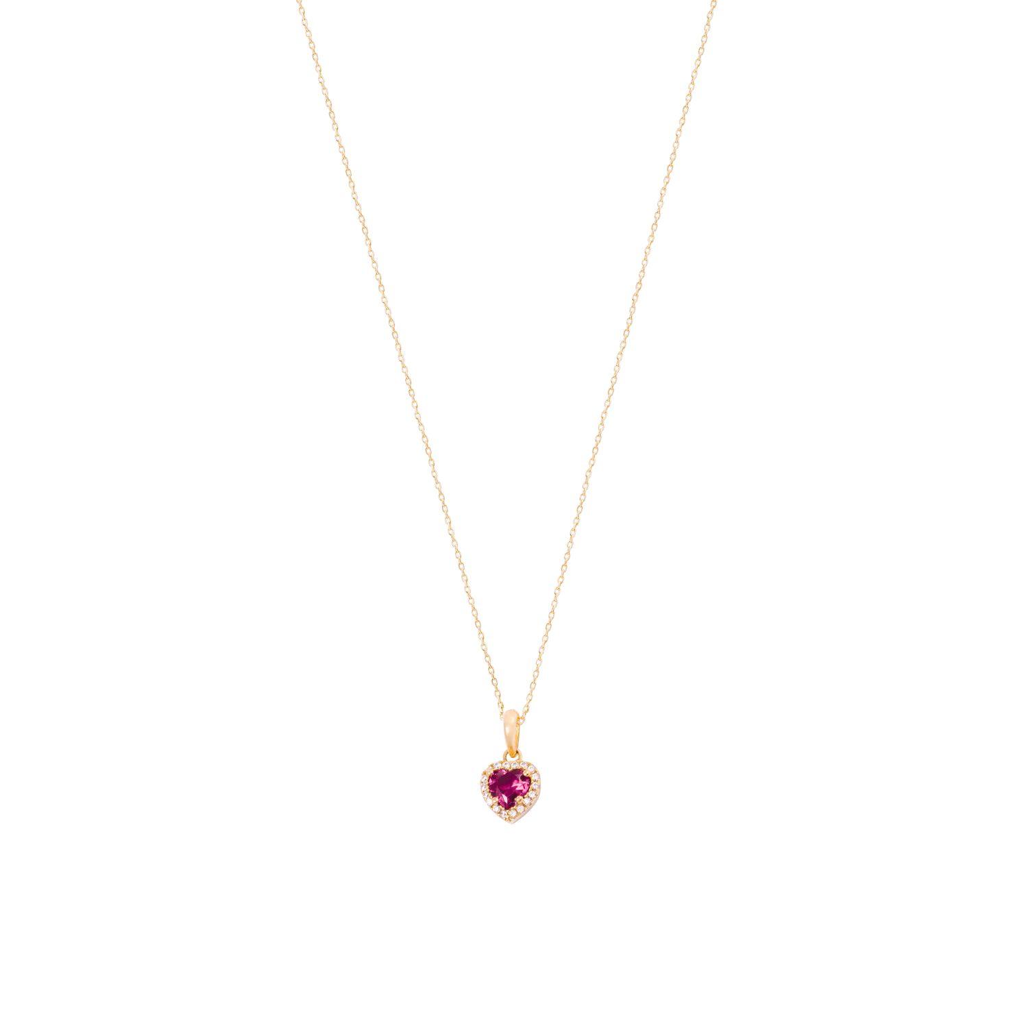 Colgante de Oro 18kt Corazón Circonita-Rubí-2