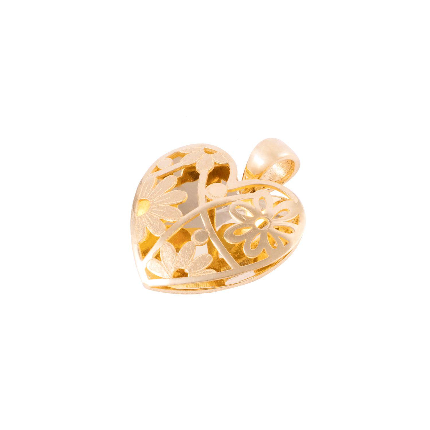 Colgante de oro 18kt Corazón con Flores-0