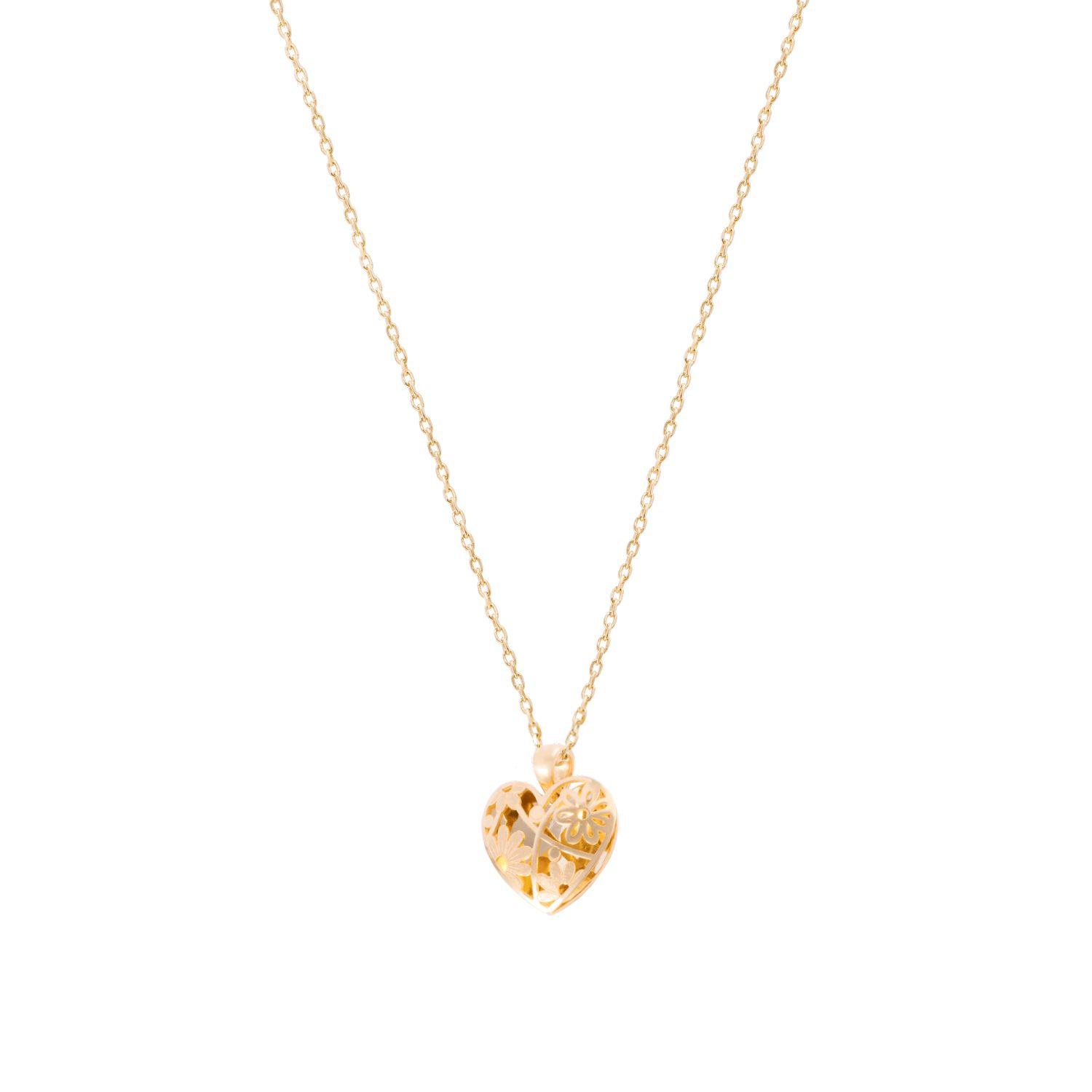 Colgante de oro 18kt Corazón con Flores-2