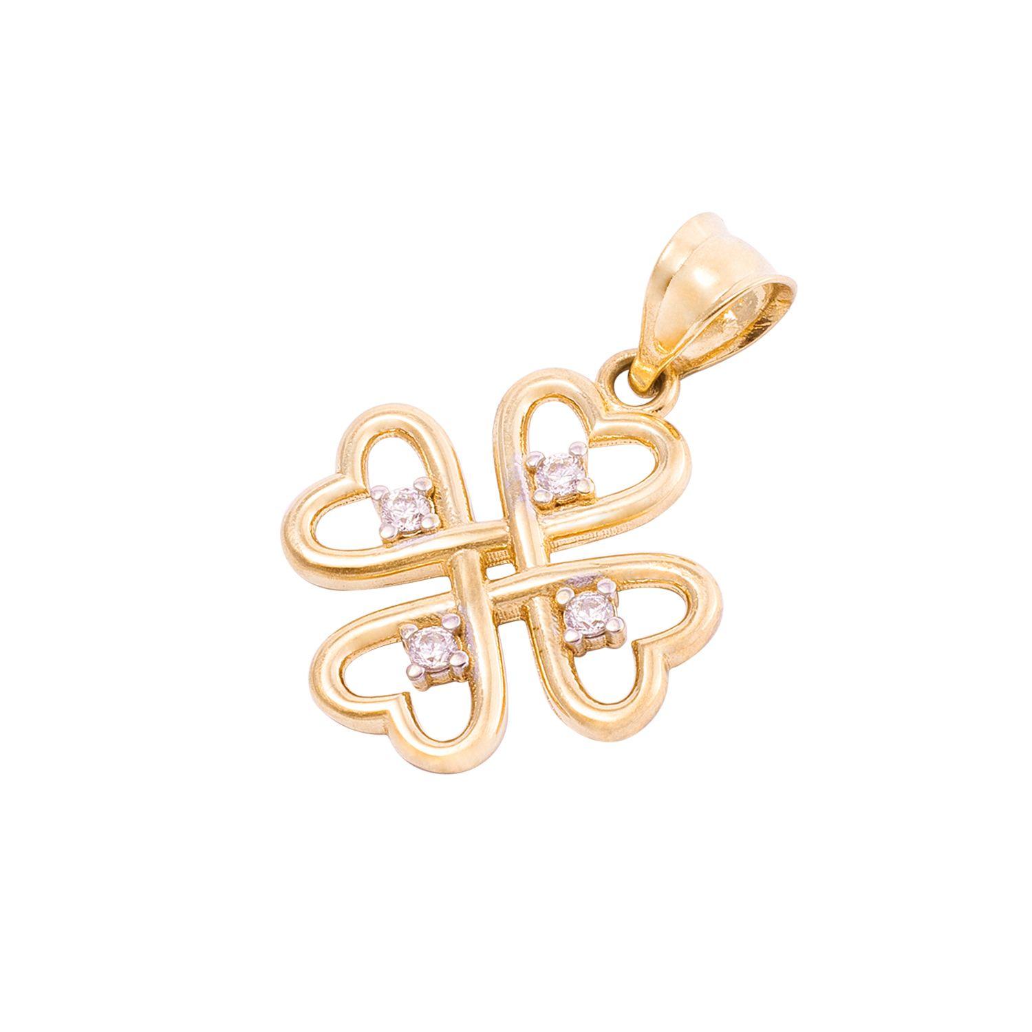 Colgante de Oro de 18kt Modelo Trébol con circón-0
