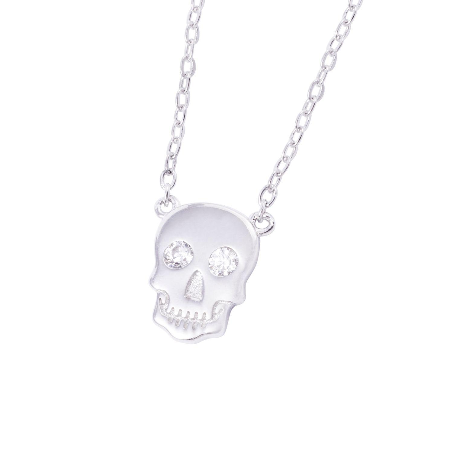 Collar de Plata Esterlina 925 Dije Letra Calabera Circón-2