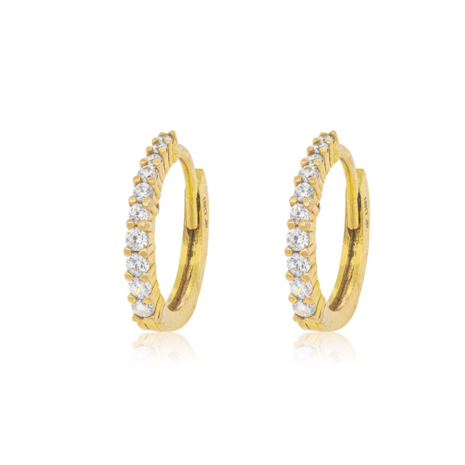 Aros de Oro 18kt Argollas Riel Princess Circonita-2