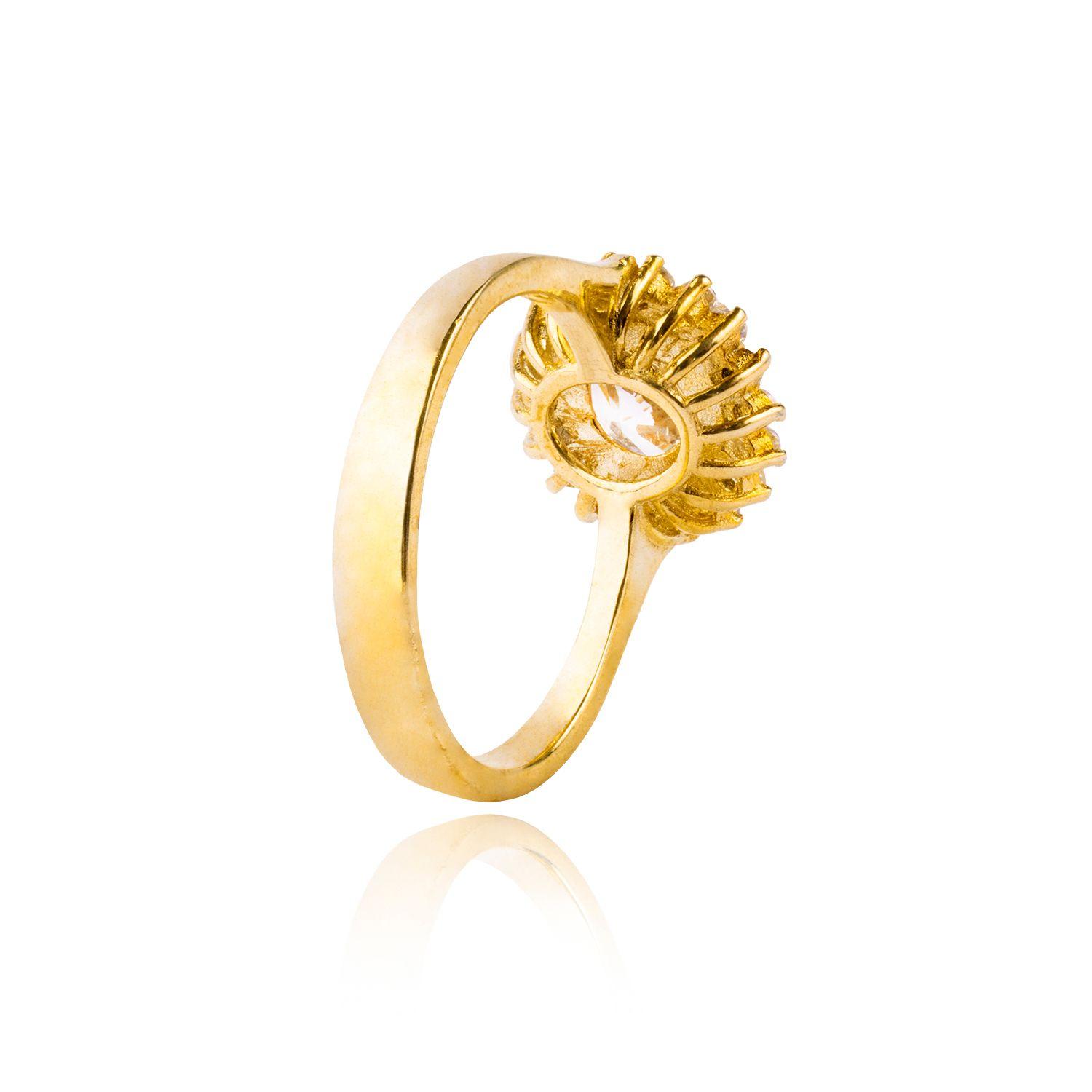 Anillo de Plata Esterlina 925 Girasol Revestido en Oro 18kt-2